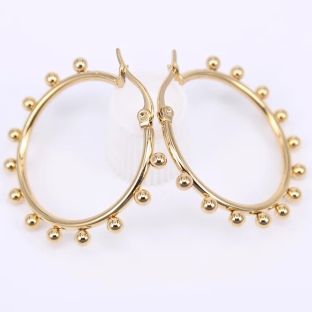 18K gold circle hoop earrings - Picture 4 of 4